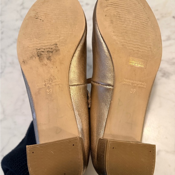 Anthropologie Gold Block Heel Mary Janes - Picture 3 of 3